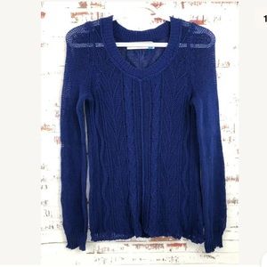 Sparrow Anthropologie Blue Cable Knit Sweater